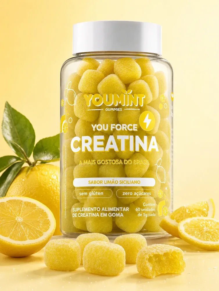 Creatina 60 Gummy Zero Acucar Youmint Sabor Limao Siciliano