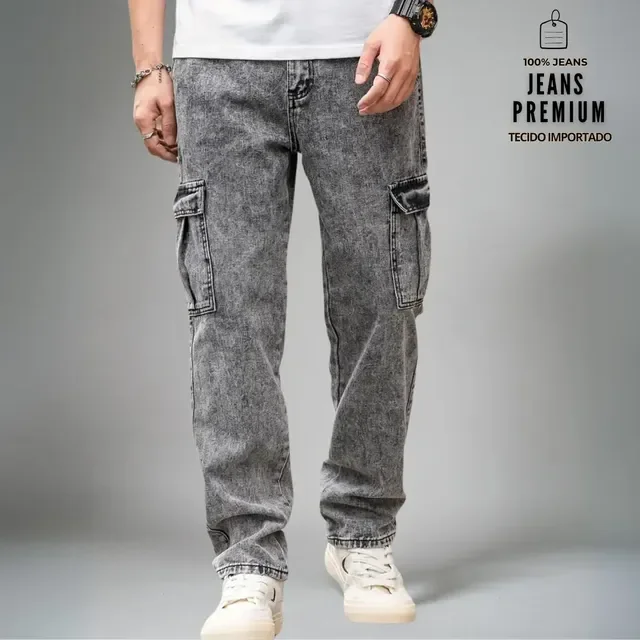 Calça Cargo Baggy Jeans Streetwear