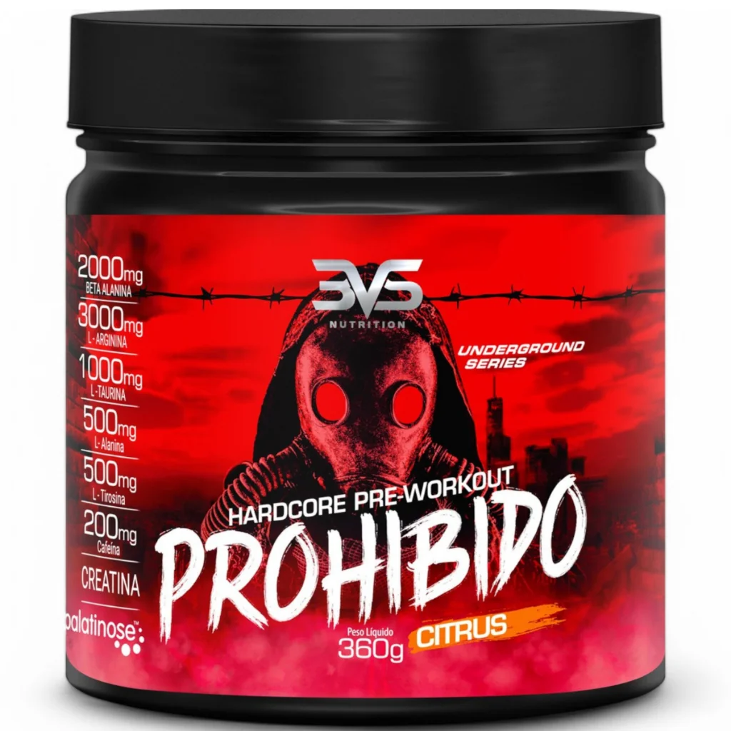 Pré Treino Prohibido 360g 3VS Original Energia e Desempenho Máximo nos Treinos musculação academia