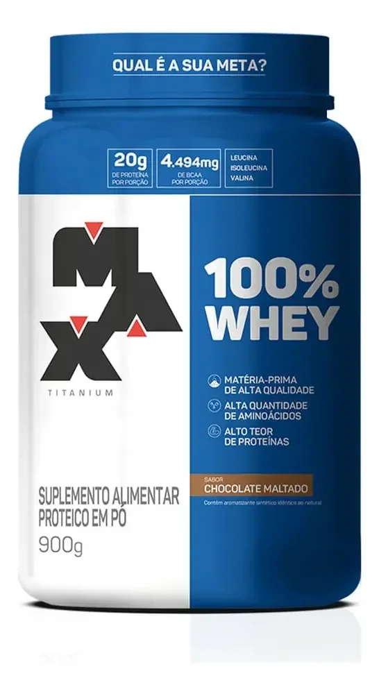 Whey 100% Concentrado Max Titanium 900g – Chocolate Maltado