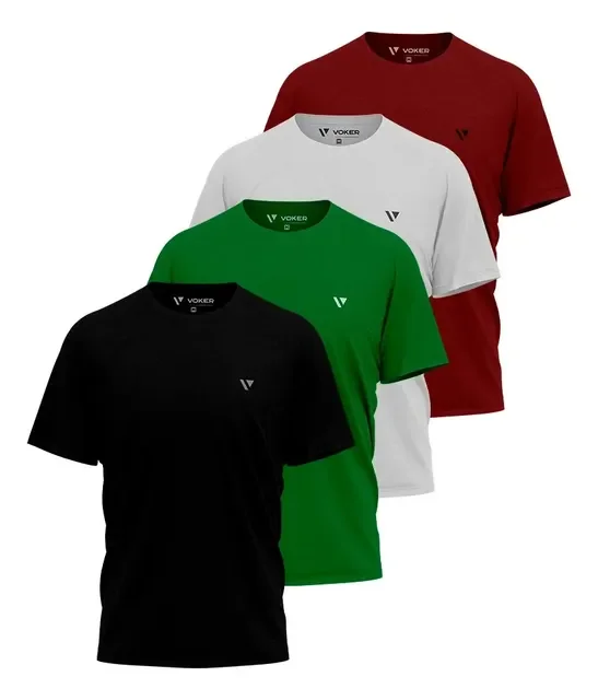 Kit 4 Camisetas Masculina Camisas Slim Voker 100% Algodão