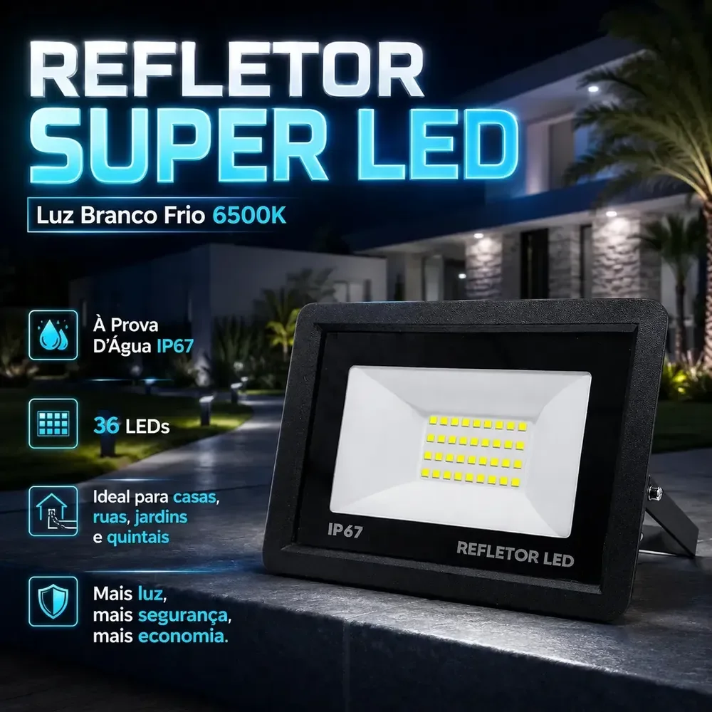 Kit 5 Refletores LED 100W IP67 6500K