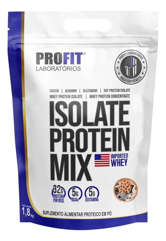 Whey Isolate Protein Mix Refil 1,8kg - Profit Labs Sabor cookies & cream
