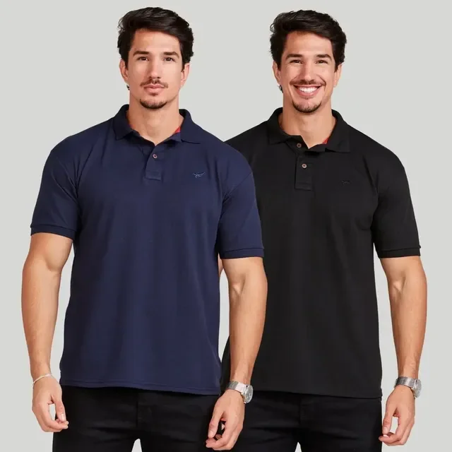 ⚫️ Kit 2 Camisa Camiseta Polo Masculina Slim Blusa Esportiva