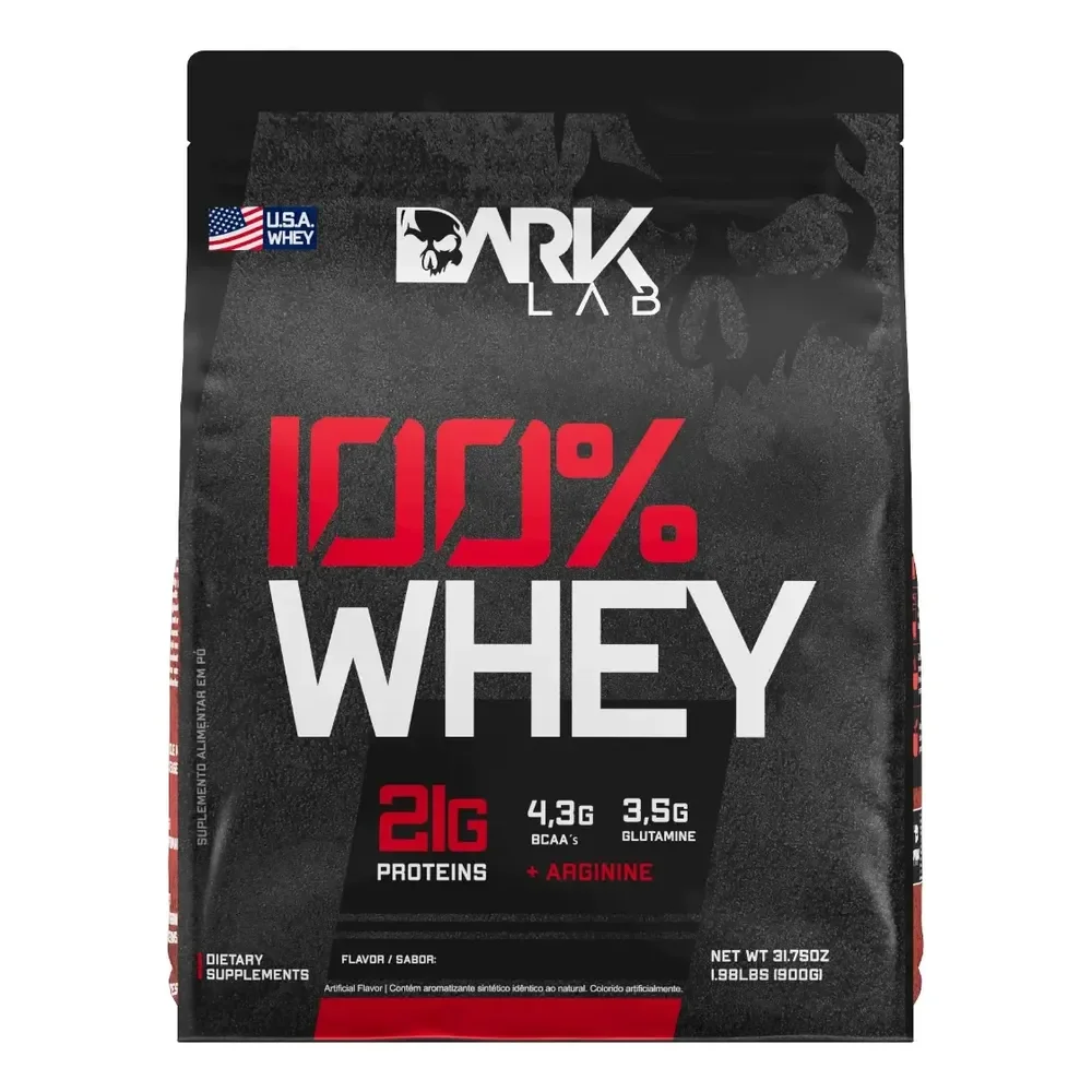 Whey Protein Concentrado 100% 900g Refil Dark Lab Morango
