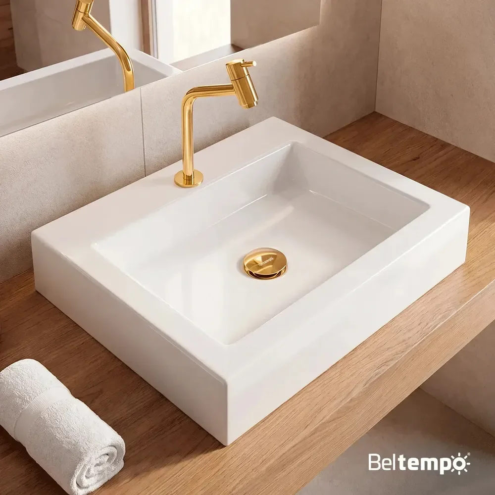Cuba pia de apoio retangular 47x37cm para banheiro lavabo Esmeralda Beltempo