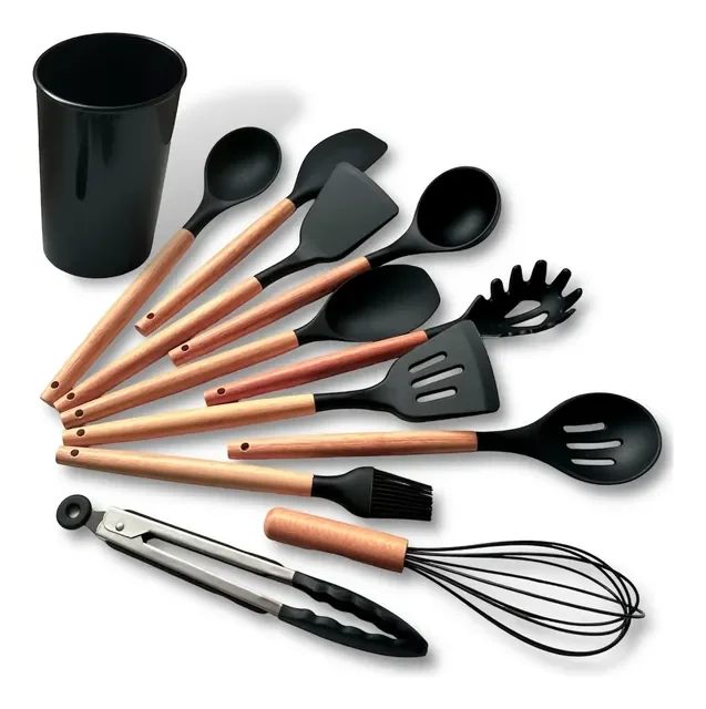 Kit com 12 Utensílios De Cozinha Silicone