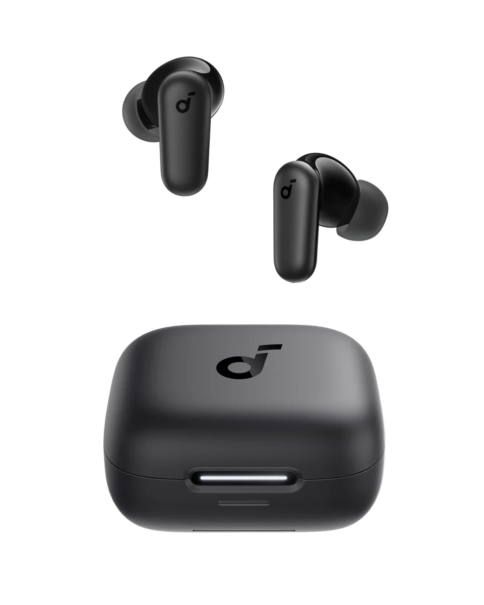 soundcore P30i da Anker, Fone de Ouvido Bluetooth 5.4 com Cancelamento de Ruído Adaptativo, Graves Poderosos, 45H de Reprodução, Estojo 2-em-1 com Suporte para Celular, IP54, Fone sem fio TWS, Preto | Fone de Ouvido Sem Fio TWS Cancelamento de Ruído Adaptativo, Graves Poderosos, Estojo 2-em-1 Suporte para Celular, IP54