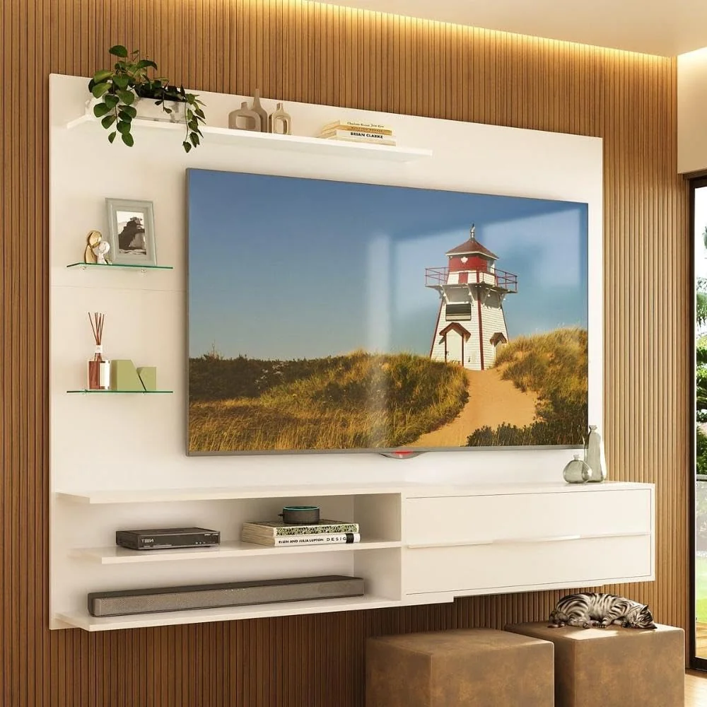 Painel para Tv até 65 Polegadas 1 Porta e Prateleiras Multimóveis Mp1064 - Branco