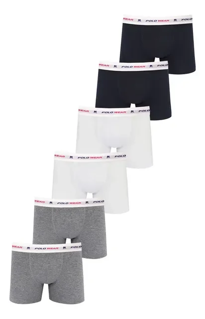 Kit com 6 Cuecas Polo Wear Boxer Algodão