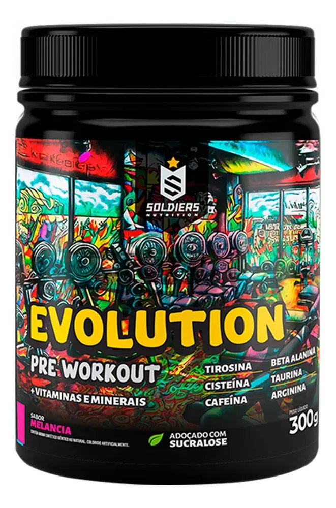 Pre Treino Evolution Workout 300g Termogenico Sabor Melancia Soldiers Nutrition Energia Foco Treino