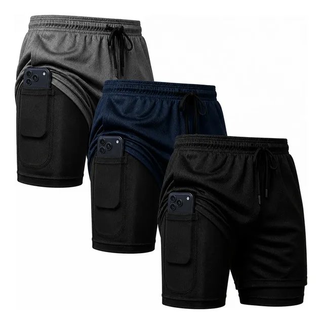 Kit 3 Shorts 2 Em 1 Bermuda de Compressão