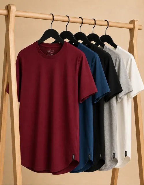 Kit 5 Camisetas Masculina Long Line Cotton Oversize By Zaroc