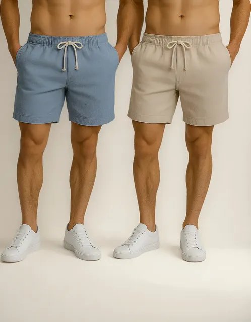 Kit com 2 Shorts Bermuda em Linho