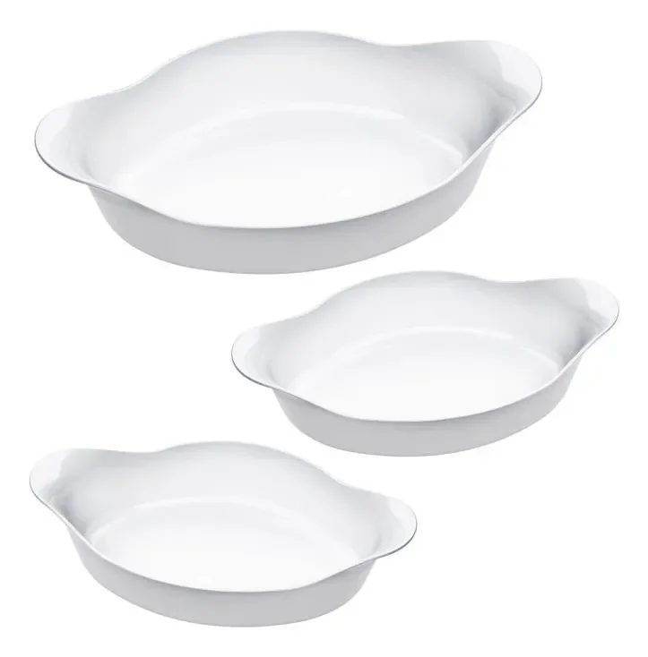 ✨Marinex Conjunto de Assadeiras Oval Opaline 3 Peças Branco✨️
