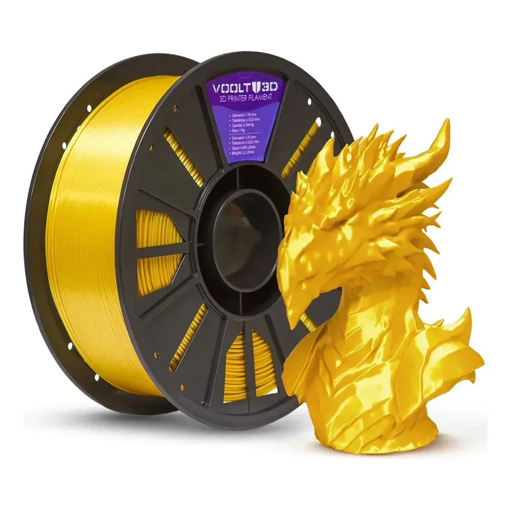 Filamento Pla Dourado V-silk 1kg Impressão Peças 3d Nacional