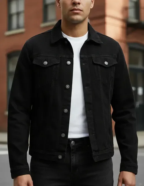 Jaqueta Jeans Masculina Sarja Preta