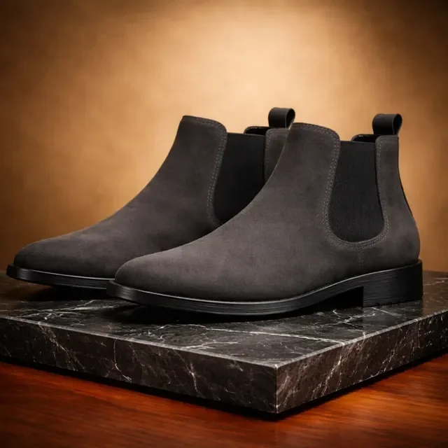 Botina Chelsea Masculina Camurça Cano Médio Casual Conforto
