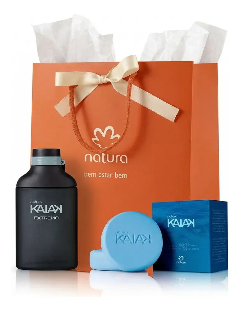Kit Presente Kaiak: Deo Colônia Extremo 100ml + 2 Sabonetes Barra Corpo E Barba 90g