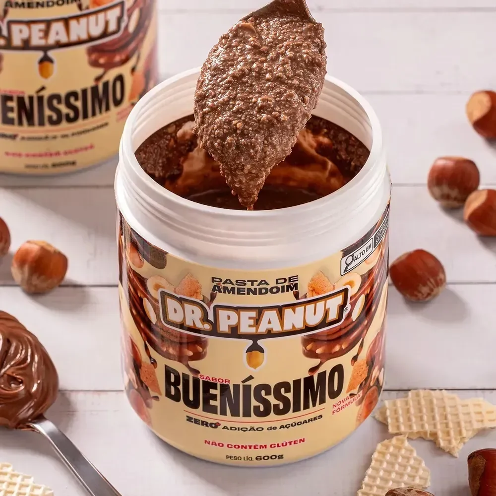 ✨Pasta de Amendoim com Whey Protein 600g Dr. Peanut Sabor Bueníssimo Sem Glúten✨️