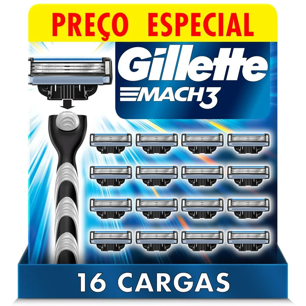 🛒 Gillette Mach3 - Refil Para Barbear, 16 Unidades