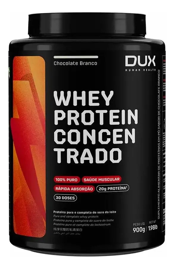 🔥Whey Protein Concentrado 900g - Chocolate Branco, Dux Nutrition