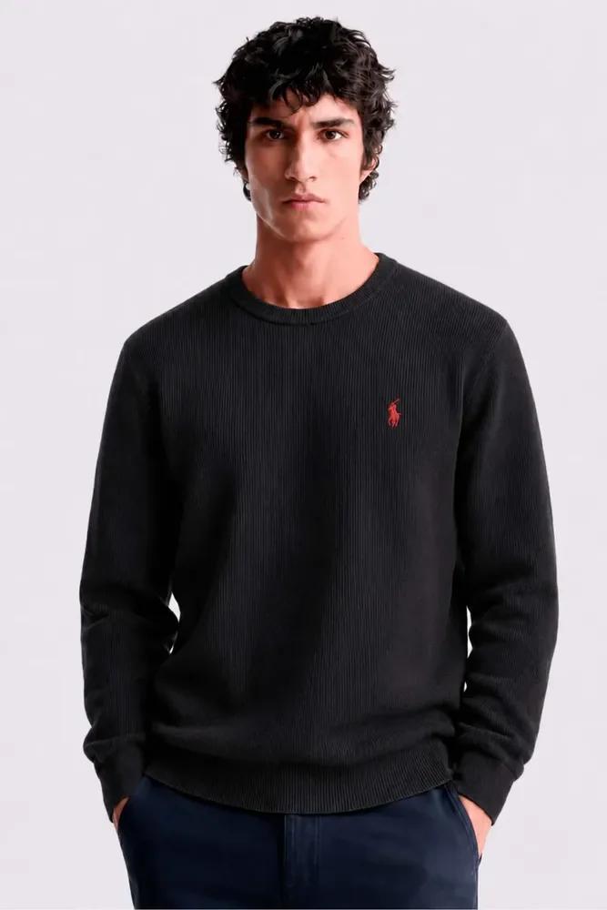 Suéter Masculino Gola Careca Cardigam Blusa Inverno Basica Preto
