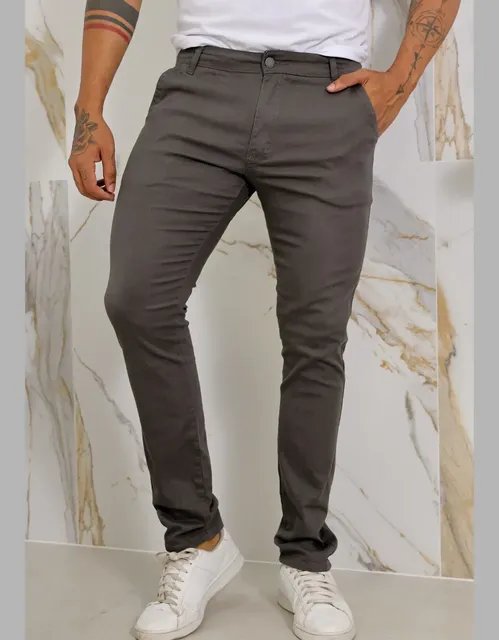 Calça Masculina Sarja Premium Esporte Fino Bolso Faca Lycra