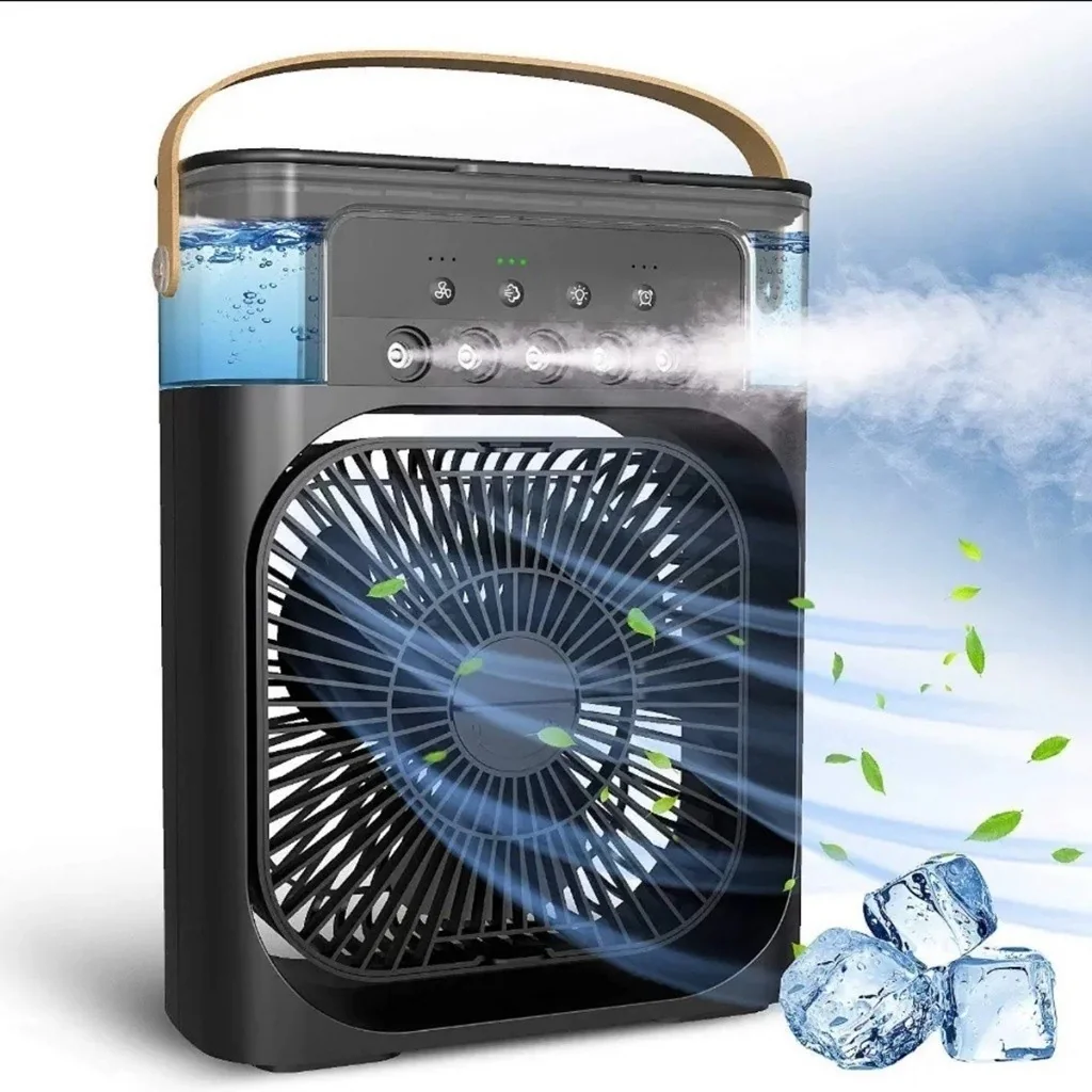 Mini Ventilador Climatizador Ar CondicionadoUmidificador Portátil USB Led Quarto Sala Escritório