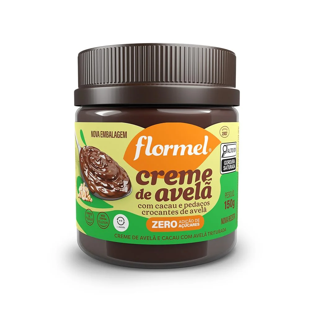 Creme de Avela Crocante FLORMEL Zero Açúcar - 150 Gramas