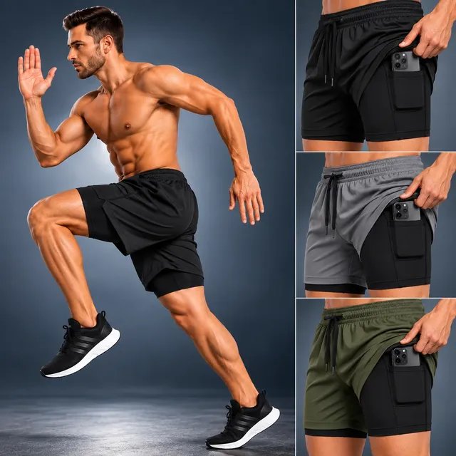 Kit com 3 Shorts 2 Em 1 Duplo Bolso