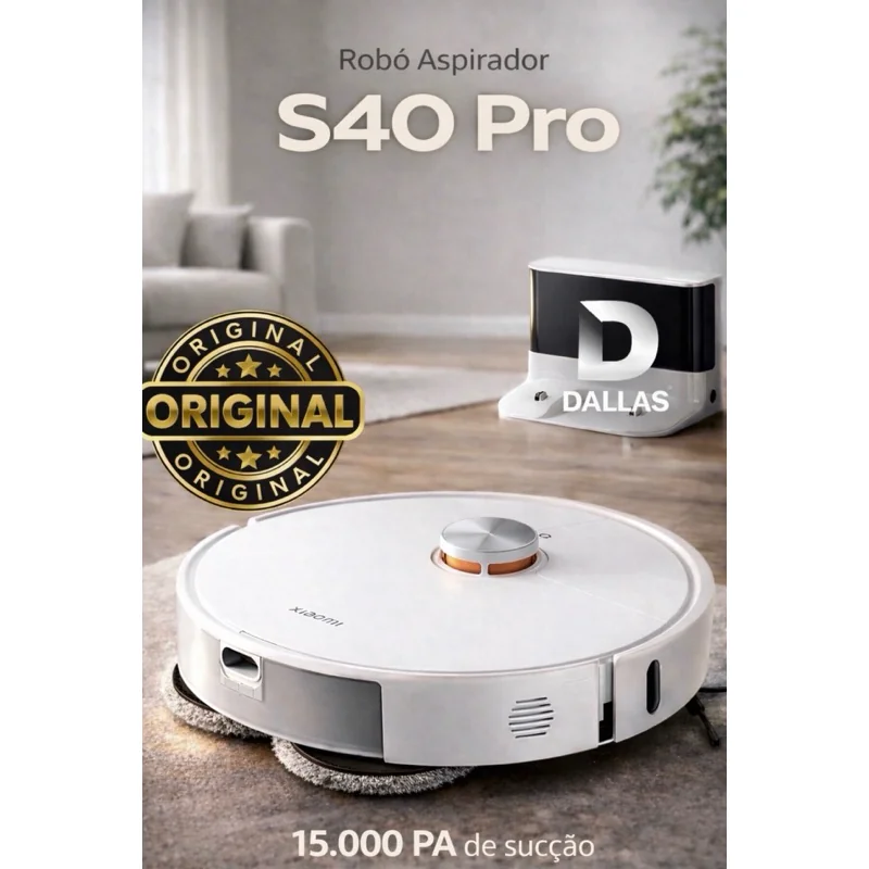 Robô aspirador S40 Pro  Potencia 15.000Pa  Aspira e passa pano  Bivolt original 2026
