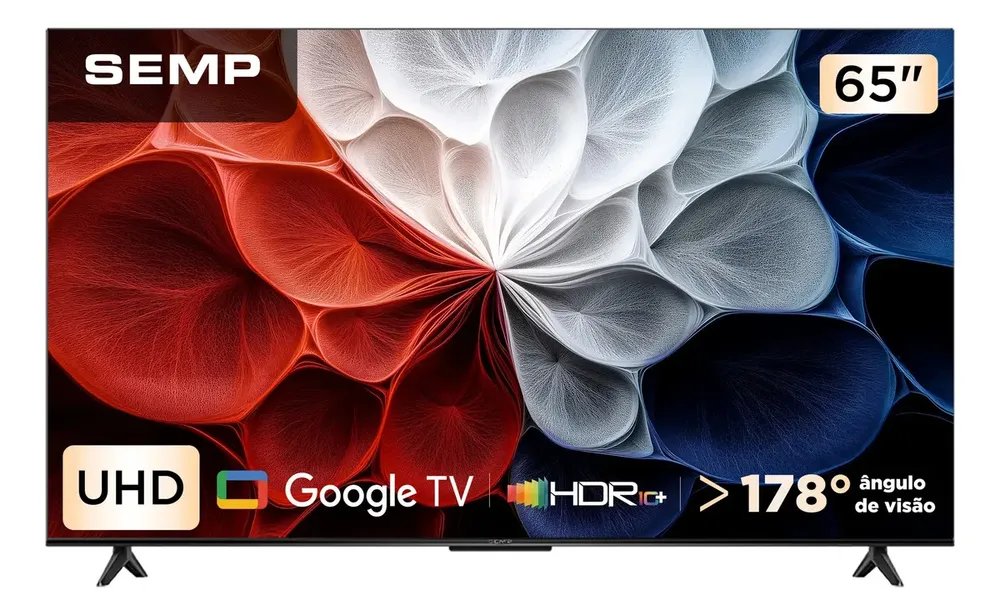 Smart TV Semp 65 Polegadas LED HVA 4K S62 WiFi Bluetooth Google TV 3 HDMI HDR10+ Dolby Audio 65S62