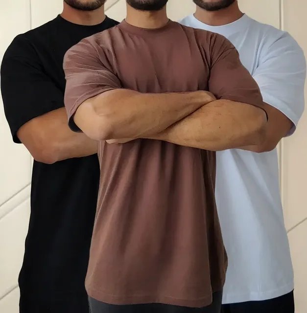 Kit 3 Camisetas Oversized Para Academia E Dia A Dia Algodão (P ao G1)