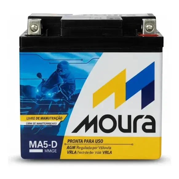 Bateria Moto Moura MA5-D Titan Fan Biz Bros Fazer 125, 150, 160 Mix Flex