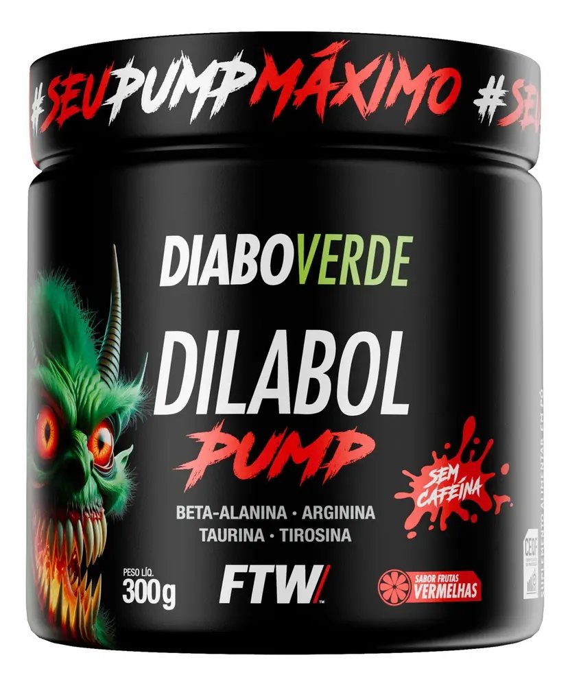 Pre Treino Pre Workout Dilabol Pump Pote 300g Sabor Frutas Vermelhas Diabo Verde Ftw