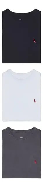 Kit 3 Camisetas Básicas Brasa Pica Pau Bordado Reserva