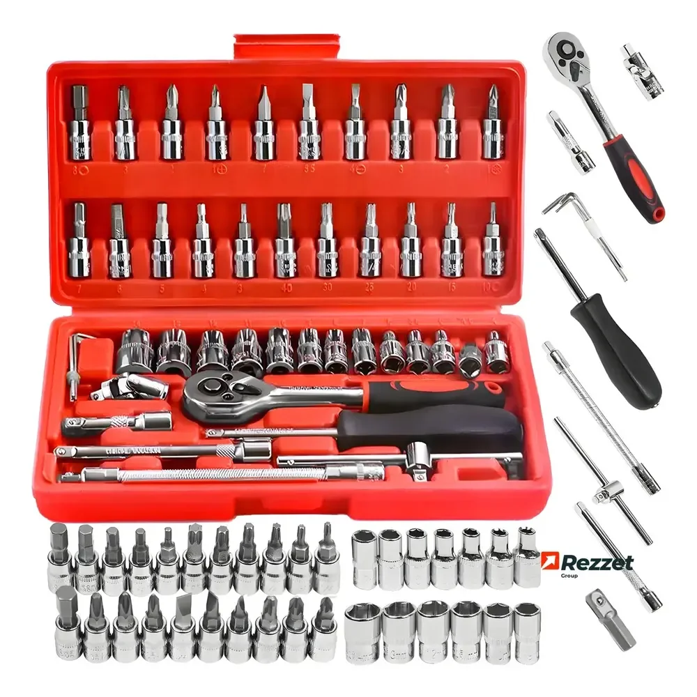 Kit com 46 Chave Catraca Jogo De Soquetes Allen Torx