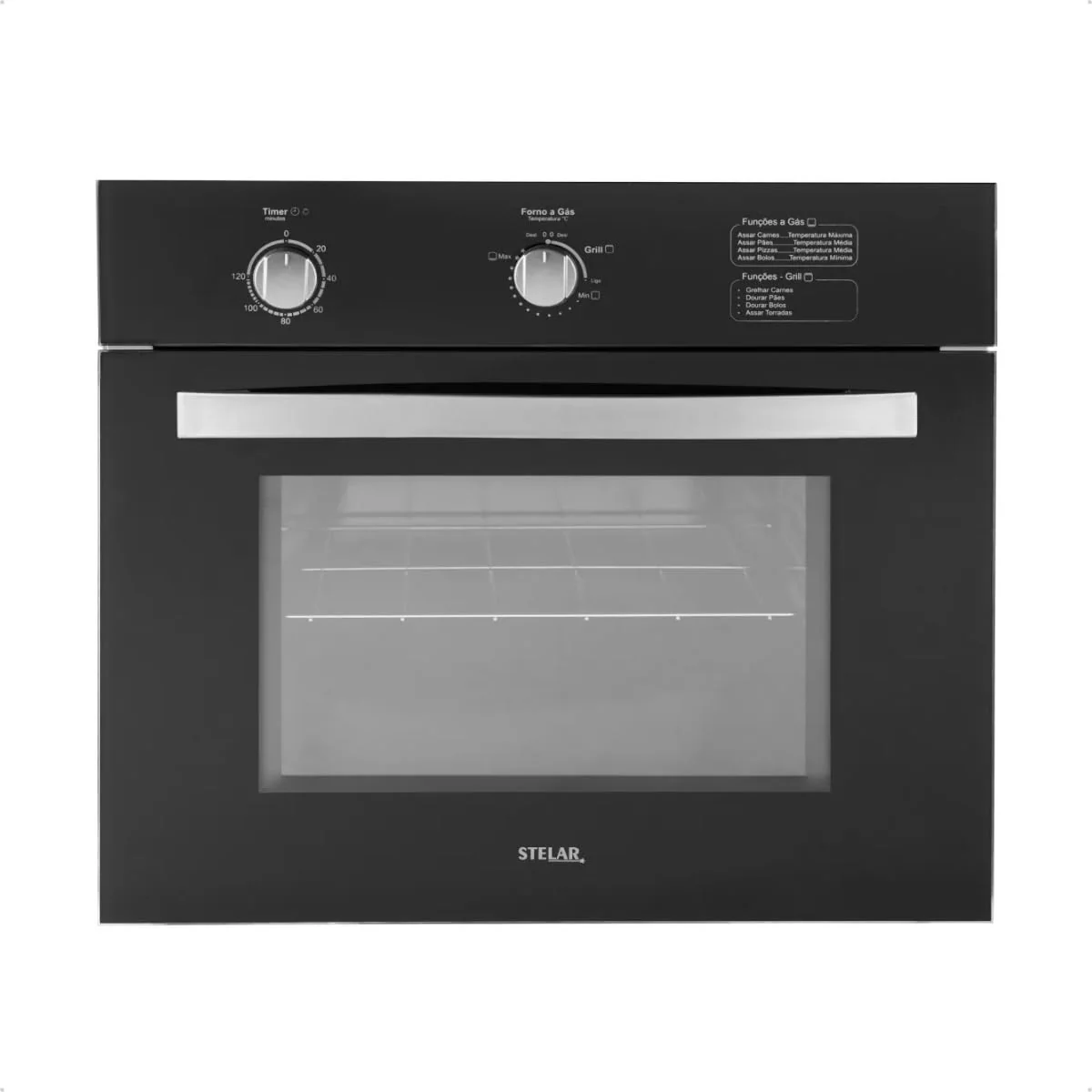 ✨Forno à Gás de Embutir Stelar 46 litros Topázio Preto 127v✨️