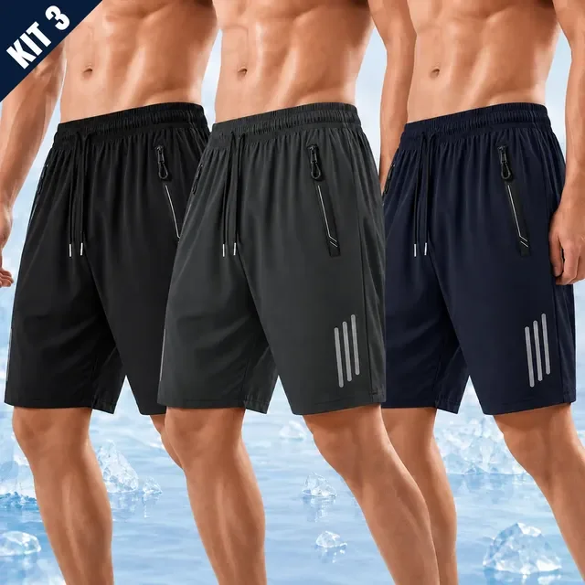 Kit 3 Bermudas Dry Fit Secagem Rápida
