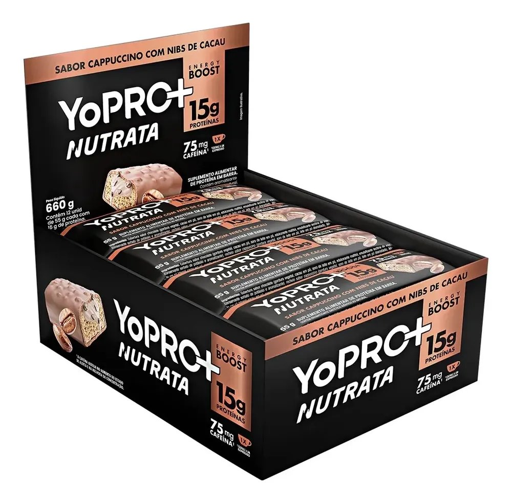 ✨Barra De Proteina Yopro 55g Display 12un Nutrata Cappuccino Capuccino✨️