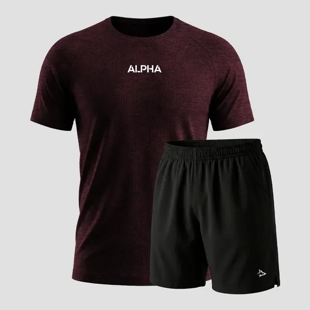 Kit Alpha Bermuda Lobo+camiseta Dry Fitness