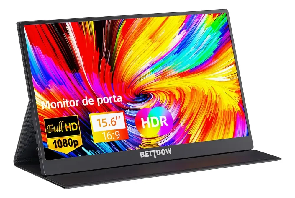 Monitor Portátil Gamer Bettdow 15.6"" Full HD 60Hz IPS Compatível 4K Preto