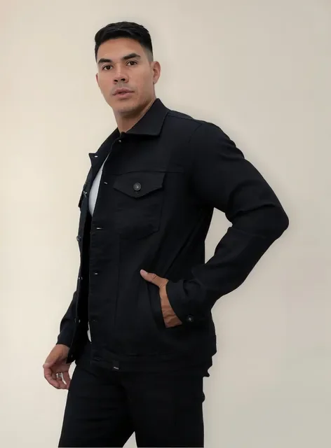 Jaqueta Jeans Sarja Preta