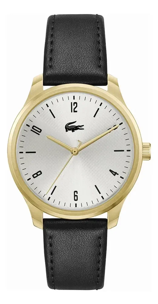 🛒 Relógio Lacoste Lisbon Masculino Em Couro Preto 2011324 Preto Branco