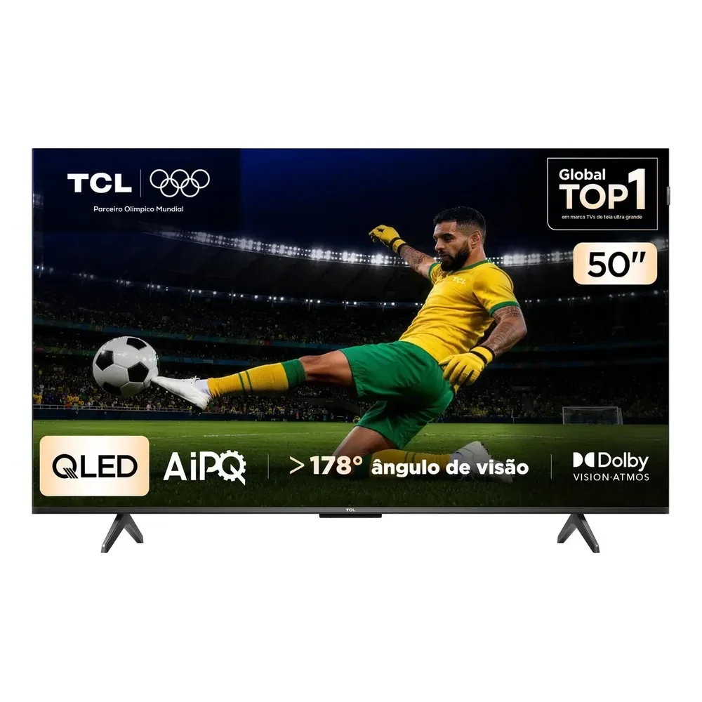 Smart TV TCL 50 Polegadas QLED 4K P7K WiFi Bluetooth Google TV HDR10+ Dolby Atmos Dolby Vision 50P7K