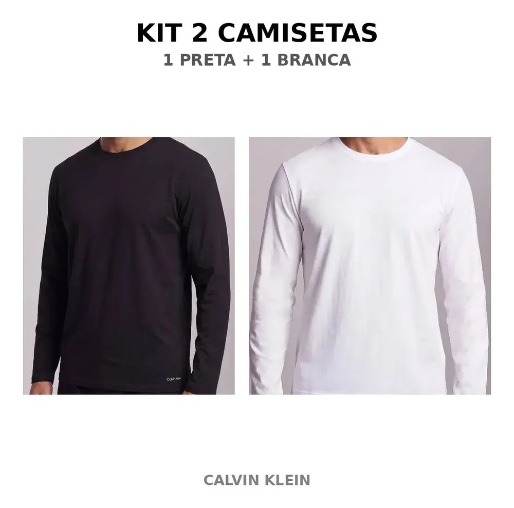 Kit com 2 Camisetas Manga Longa Calvin Klein