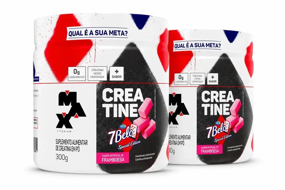 ✨Creatina 7 Belo 300g Creatina Monohidratada Sabor Framboesa Kit 2 Força Energia Alta Performance Treino✨️