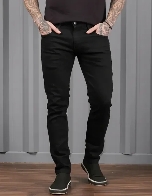 Calça Skinny Preta Jeans Com Elastano Lycra