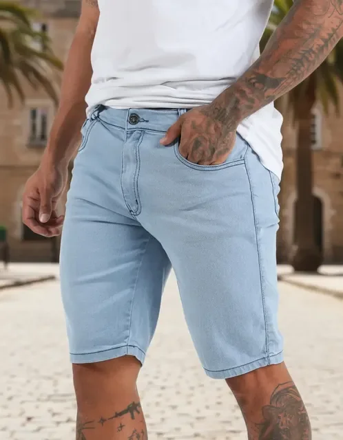 Bermuda Jeans Masculina Skinny Super Lycra Linha Premium